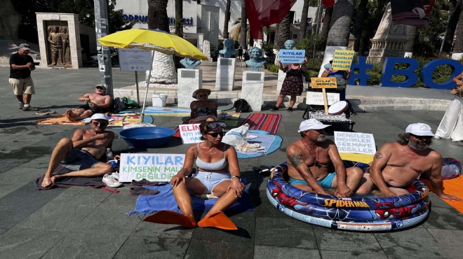 Şezlonglu, havlulu ve havuzlu eylem... Bodrum'da kıyı işgali protestosu!